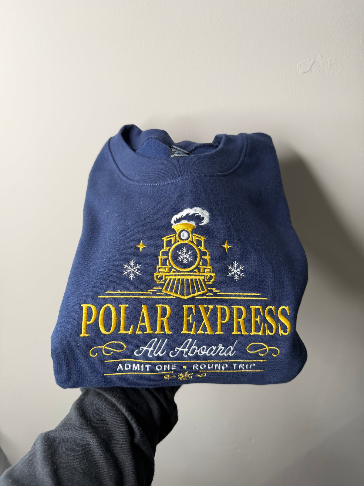 Holiday Train Embroidered Crewneck