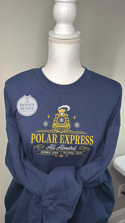 Holiday Train Embroidered Crewneck