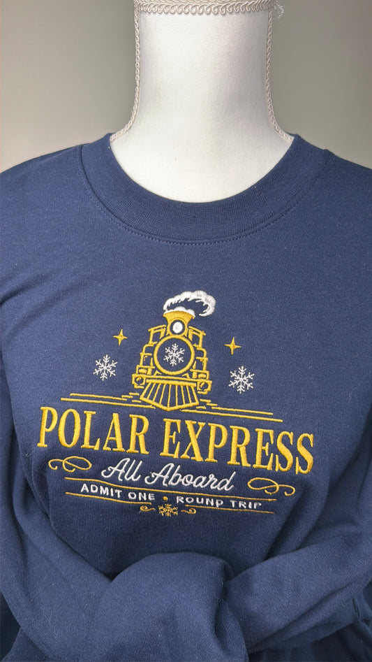 Holiday Train Embroidered Crewneck