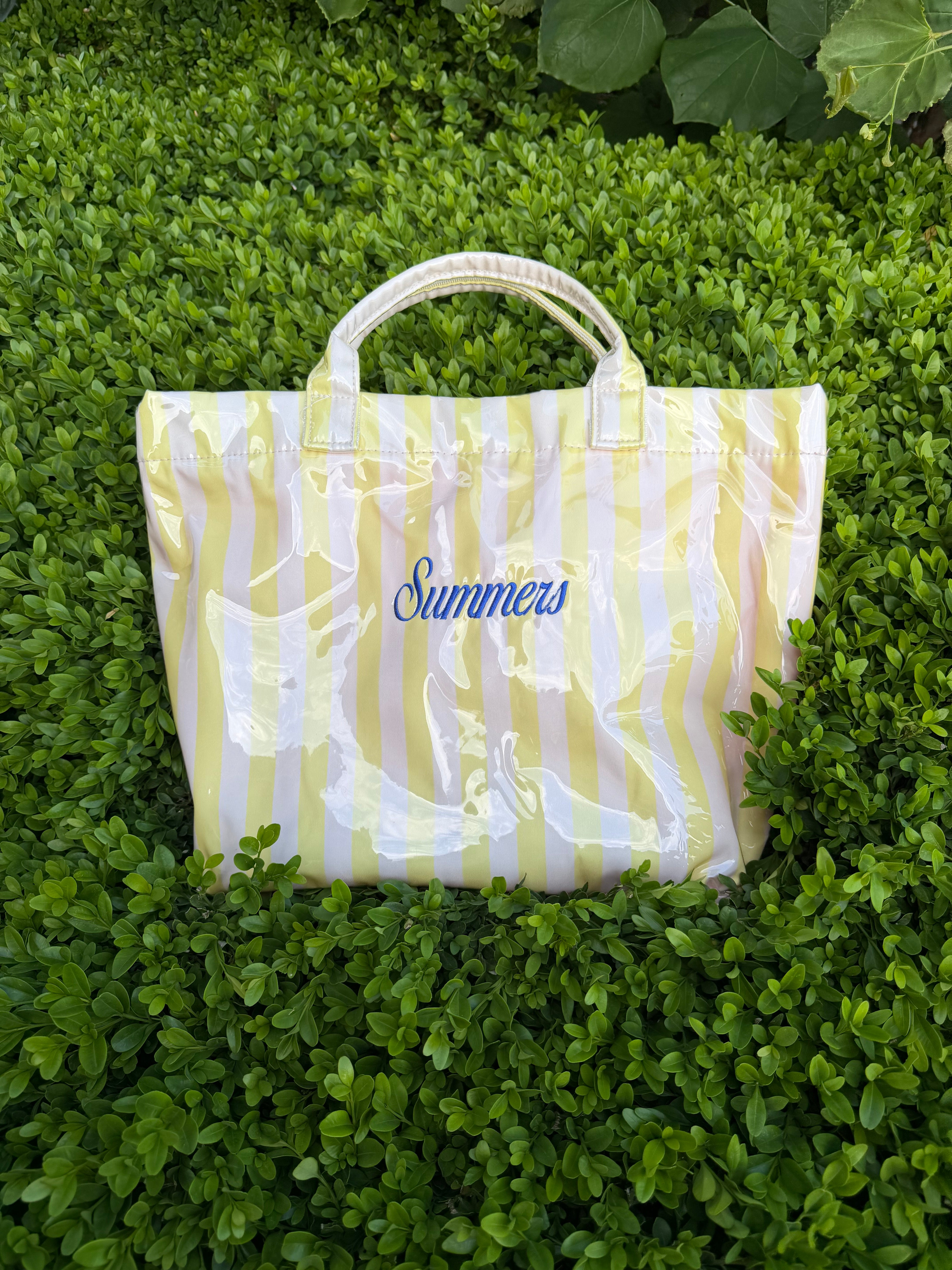 Waterproof Striped Tote – Honey Bunny Embroidery