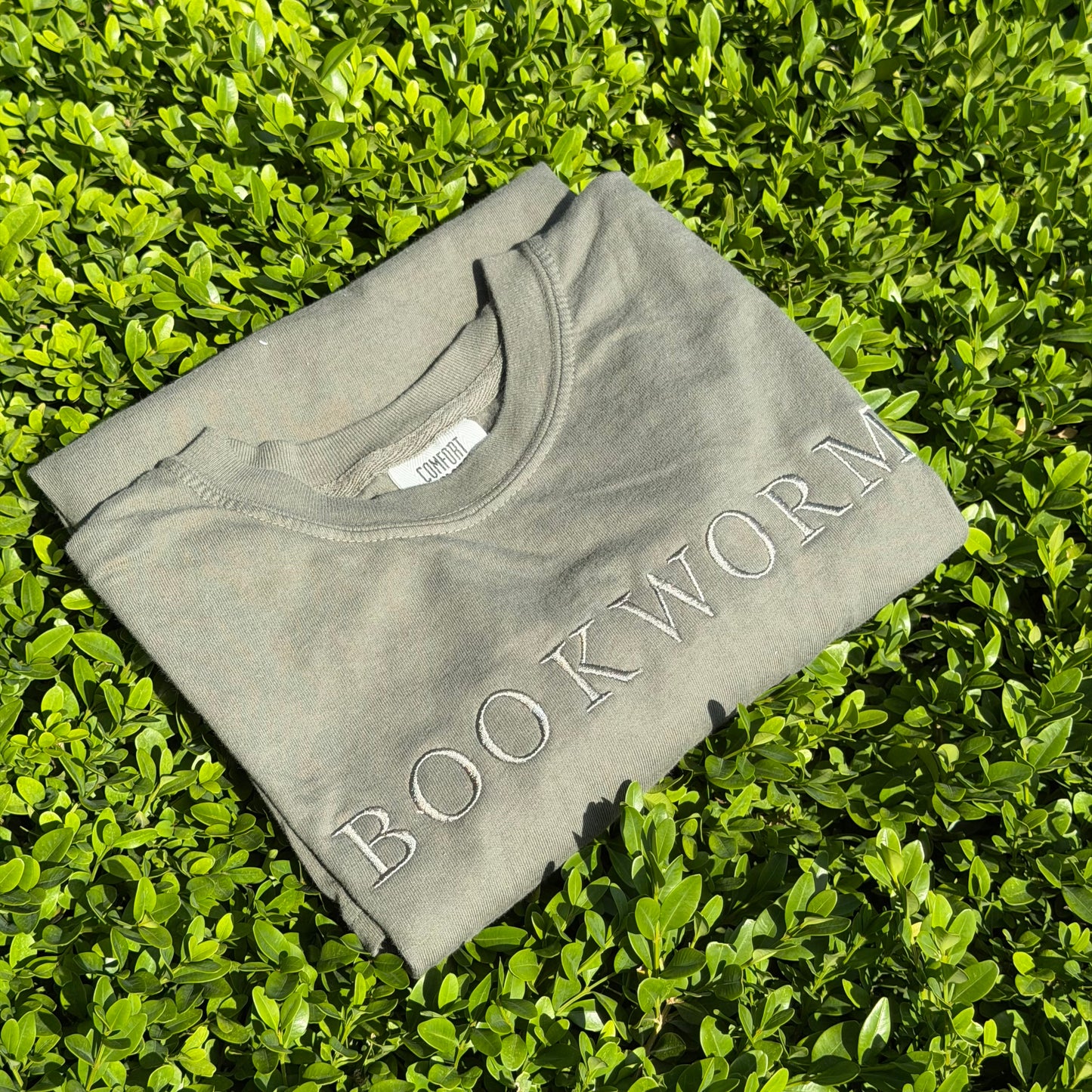Large Text Bookworm Monochrome Embroidered Tee