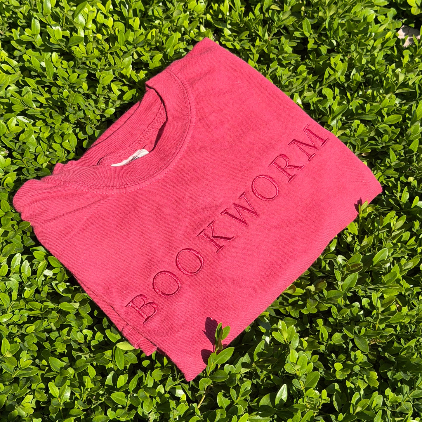 Large Text Bookworm Monochrome Embroidered Tee