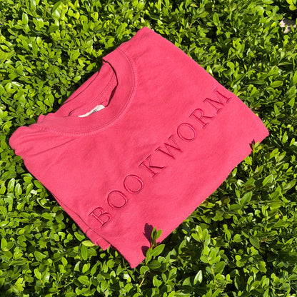Large Text Bookworm Monochrome Embroidered Tee