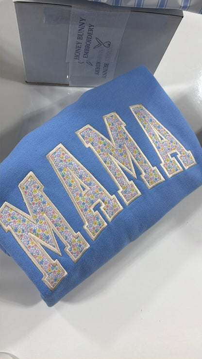 Mama Floral Appliqué Crewneck