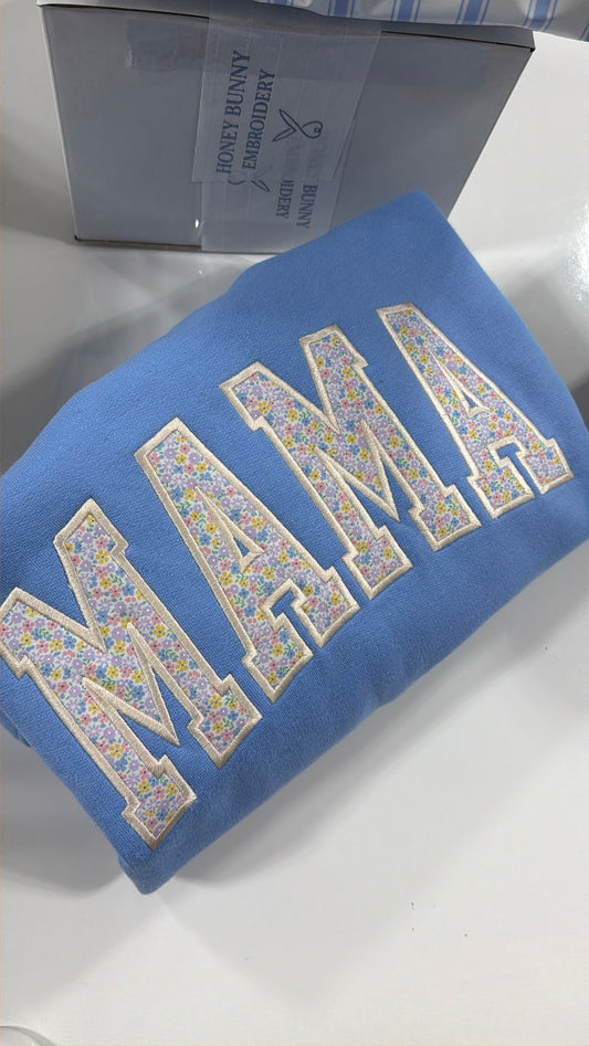 Mama Floral Appliqué Crewneck