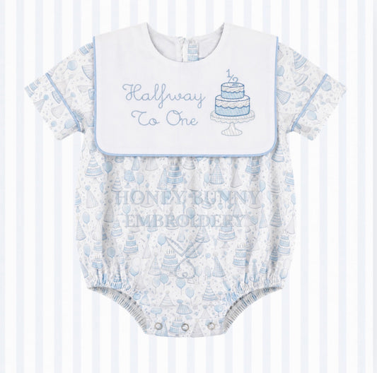 Halfway to One Birthday Bubble Romper | 6 Month Milestone Outfit
