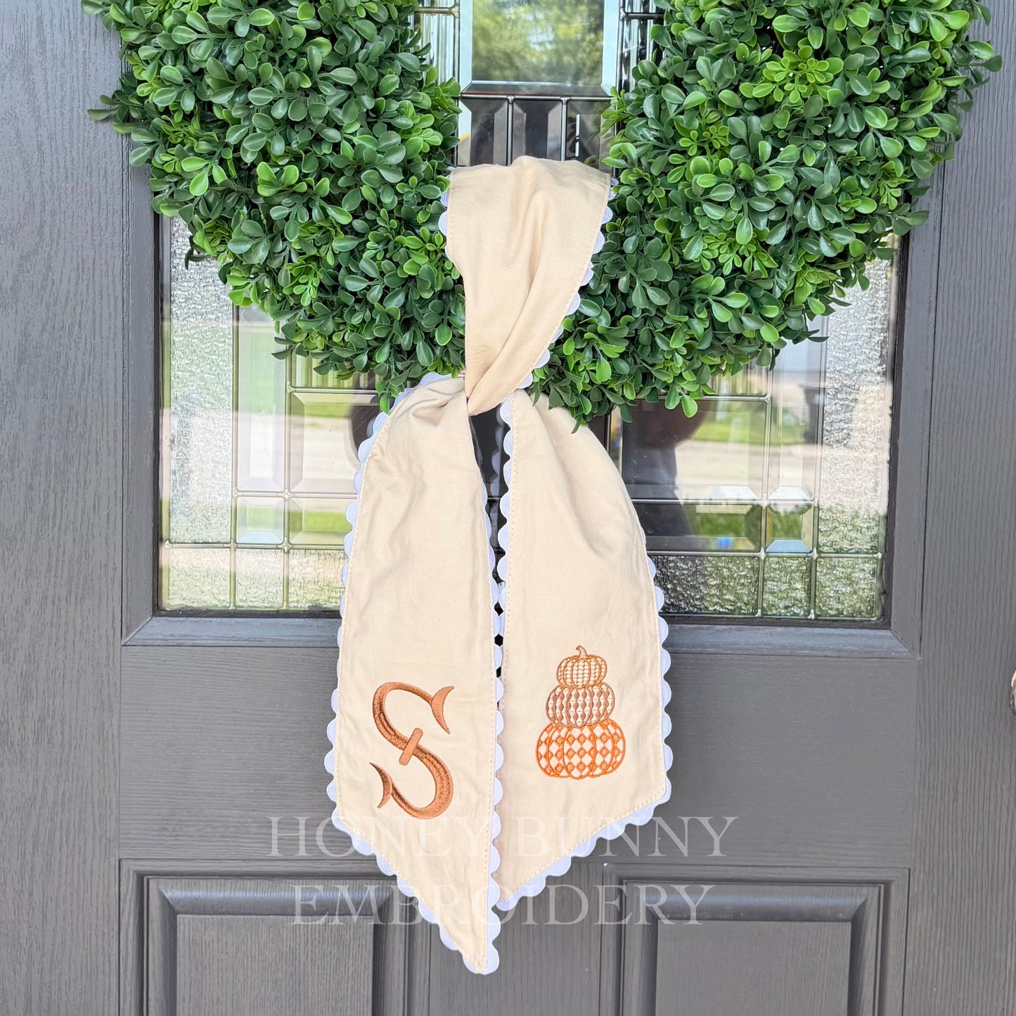Diamond Stacked Pumpkin Wreath Sash