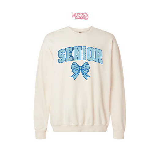 Ivory Senior Bow Lightweight Embroidered Crewneck