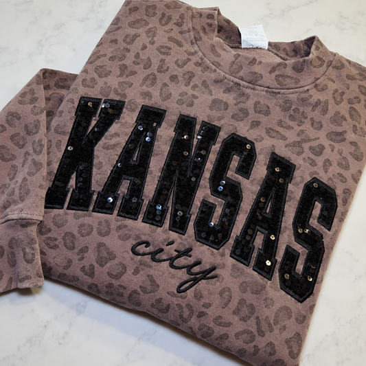 Kansas City Leopard Sequin Crewneck