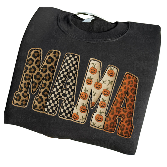 Halloween MAMA Patchwork Tee | Comfort Colors Shirt for MAMA • NANA • GIGI • MIMI