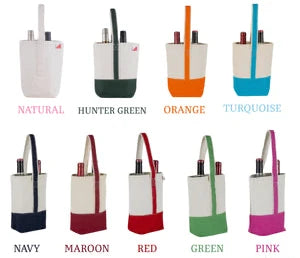 Wine tote colors displayed with color names below each.