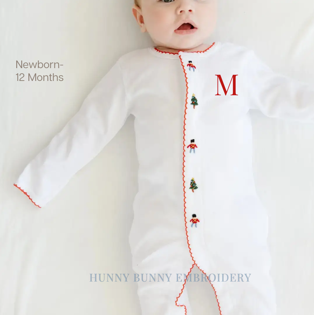 Monogram Nutcracker Footie Pajamas