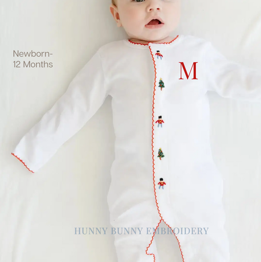 Monogram Nutcracker Footie Pajamas