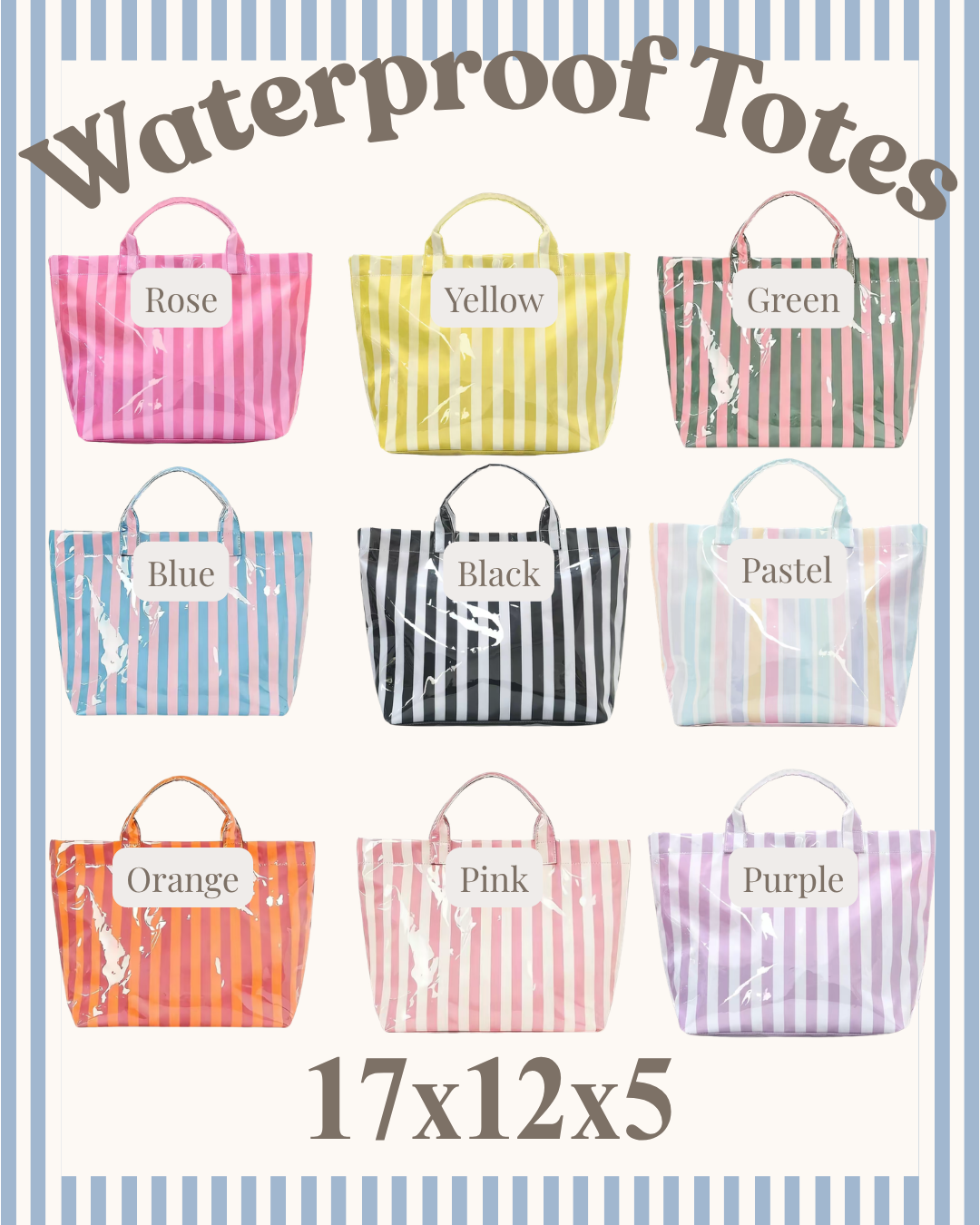 Waterproof Striped Tote