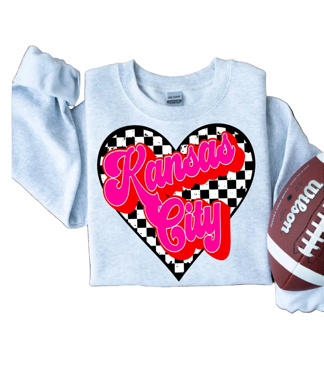 sport grey  sweatshirt with 'Kansas City' design on a white background