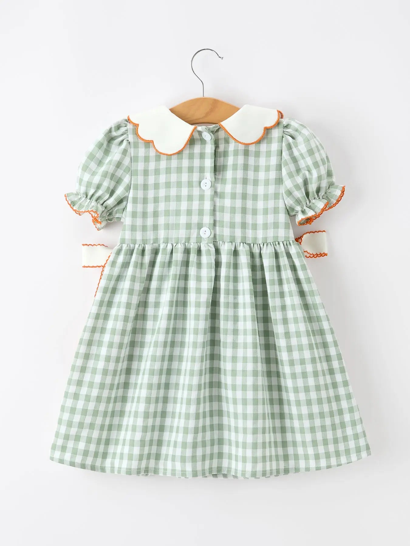 *PREORDER* Sage Gingham Pumpkin Bow Dress
