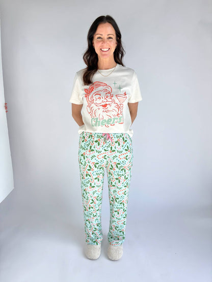 "Cheers! Santa" Mid Length Crop Shirt