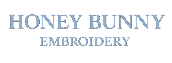 Text 'HONEY BUNNY EMBROIDERY' on a white background