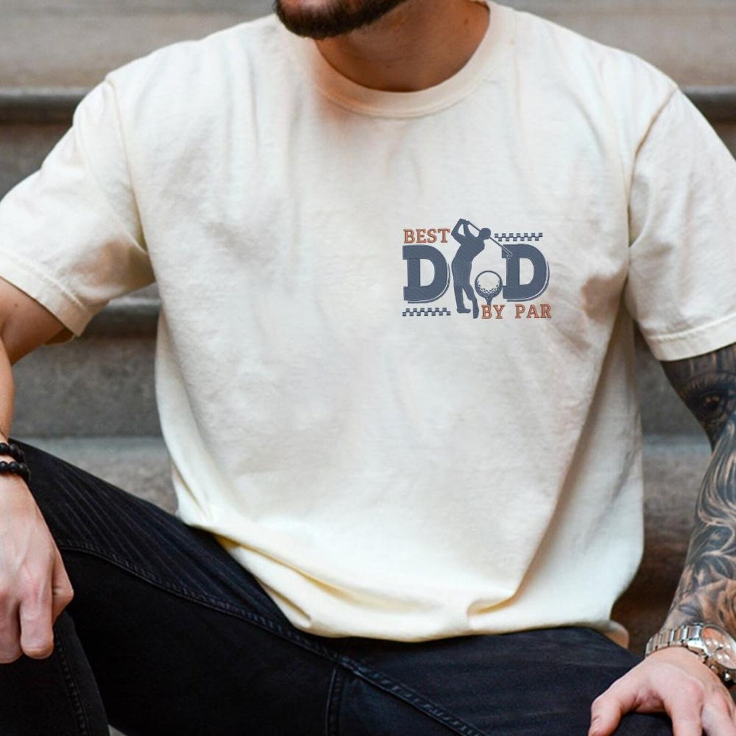Best Dad By Par Golf Embroidered Soft Tee