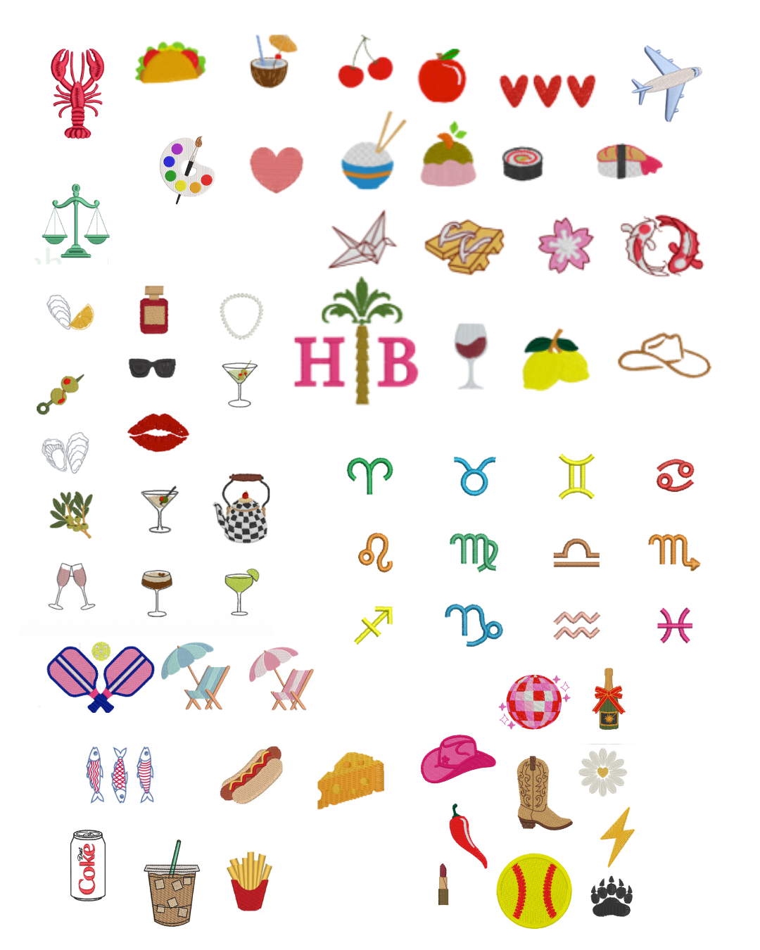 Collection of various emojis on a white background