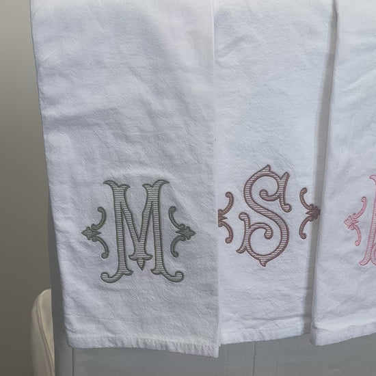 Video of monogrammed custom bridal gift garden towel
