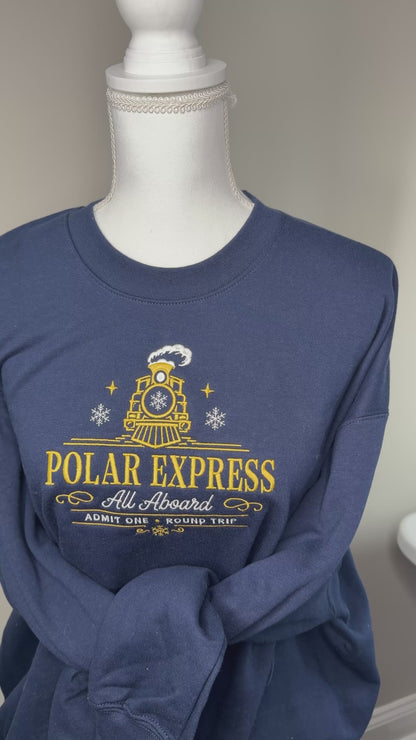 Holiday Train Embroidered Crewneck