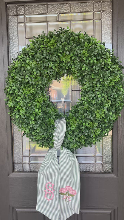 Green Stripe Hydrangea Wreath Sash