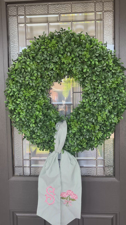 Green Stripe Hydrangea Wreath Sash