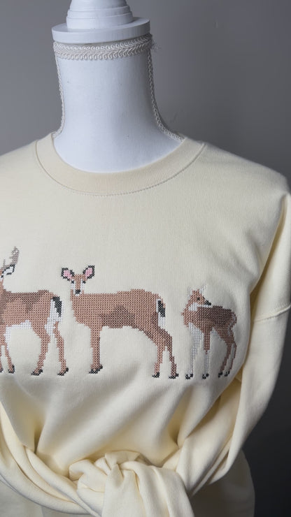 Cross Stitch Deer Trio
