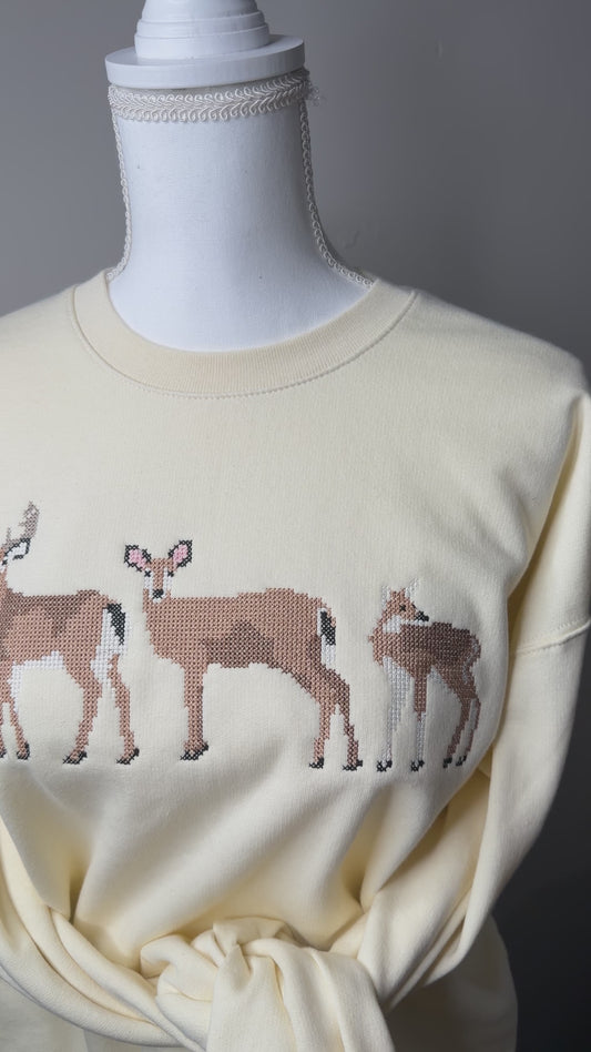 Cross Stitch Deer Trio